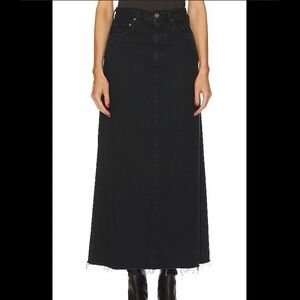 AGOLDE Hilla Long Line Skirt - Black Denim Maxi Skirt